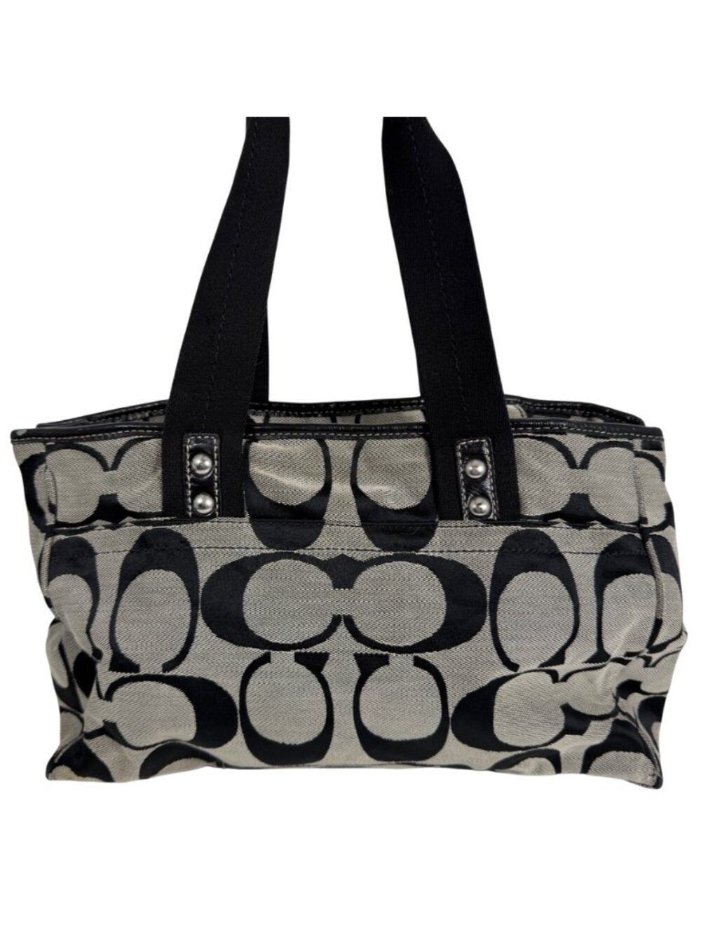 COACH Daisy Signature C Black Jacquard Shoulder Handbag F14878 Pink Lining - Picture 3 of 15